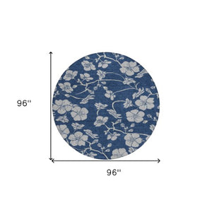 Homeroots 3' Black And Gold Floral Washable Area Rug For Indoor And Outdoor Use – Durable And Stylish Design 8' Round Polyester 600026