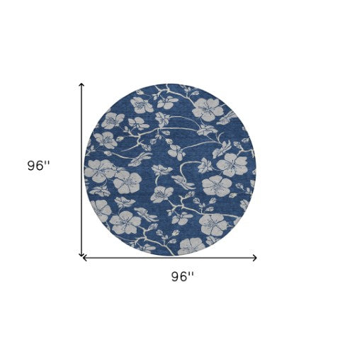 Homeroots 3' Black And Gold Floral Washable Area Rug For Indoor And Outdoor Use – Durable And Stylish Design 8' Round Polyester 600026