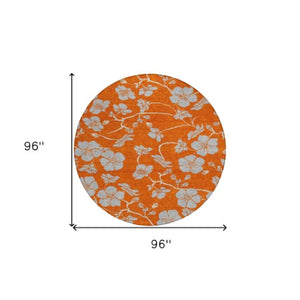 Homeroots 3' Black And Gold Floral Washable Area Rug For Indoor And Outdoor Use – Durable And Stylish Design 8' Round Polyester 600032