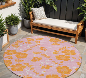 Homeroots 3' Black And Gold Floral Washable Area Rug For Indoor And Outdoor Use – Durable And Stylish Design 8' Round Polyester 600038