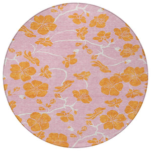 Homeroots 3' Black And Gold Floral Washable Area Rug For Indoor And Outdoor Use – Durable And Stylish Design 8' Round Polyester 600038