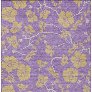 Homeroots 3' Black And Gold Floral Washable Area Rug For Indoor And Outdoor Use – Durable And Stylish Design 3' X 5' Polyester 600042