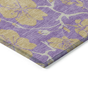 Homeroots 3' Black And Gold Floral Washable Area Rug For Indoor And Outdoor Use – Durable And Stylish Design 3' X 5' Polyester 600042