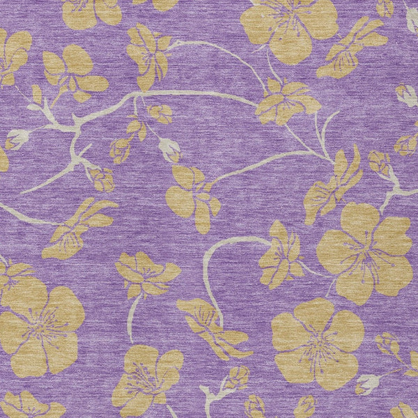 Homeroots 3' Black And Gold Floral Washable Area Rug For Indoor And Outdoor Use – Durable And Stylish Design 9' X 12' Polyester 600046