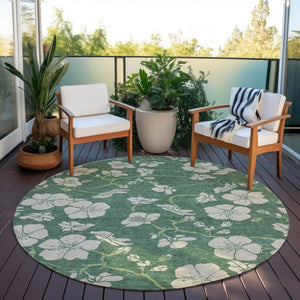 Homeroots 3' Black And Gold Floral Washable Area Rug For Indoor And Outdoor Use – Durable And Stylish Design 8' Round Polyester 600050
