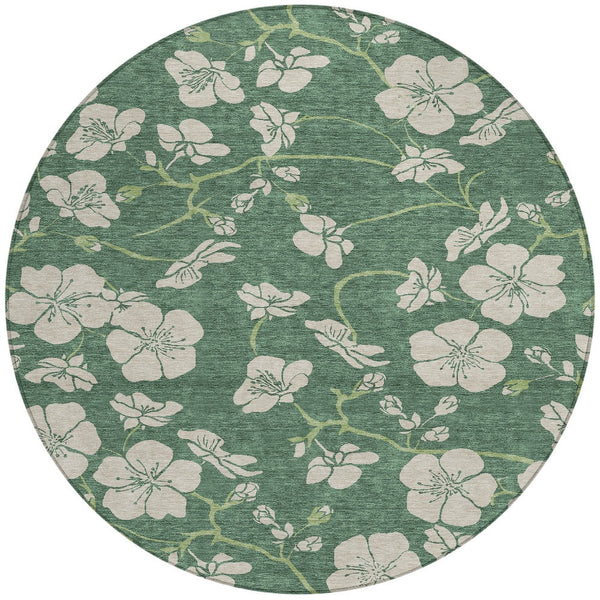 Homeroots 3' Black And Gold Floral Washable Area Rug For Indoor And Outdoor Use – Durable And Stylish Design 8' Round Polyester 600050