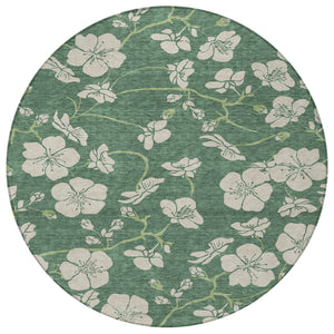 Homeroots 3' Black And Gold Floral Washable Area Rug For Indoor And Outdoor Use – Durable And Stylish Design 8' Round Polyester 600050