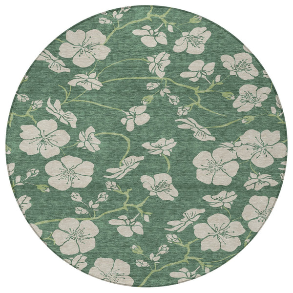 Homeroots 3' Black And Gold Floral Washable Area Rug For Indoor And Outdoor Use – Durable And Stylish Design 8' Round Polyester 600050