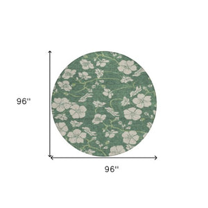 Homeroots 3' Black And Gold Floral Washable Area Rug For Indoor And Outdoor Use – Durable And Stylish Design 8' Round Polyester 600050