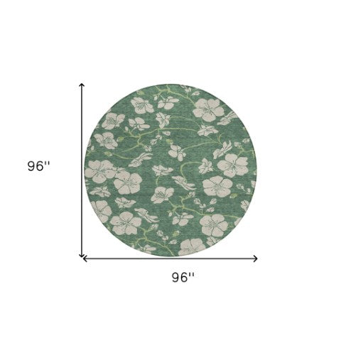 Homeroots 3' Black And Gold Floral Washable Area Rug For Indoor And Outdoor Use – Durable And Stylish Design 8' Round Polyester 600050