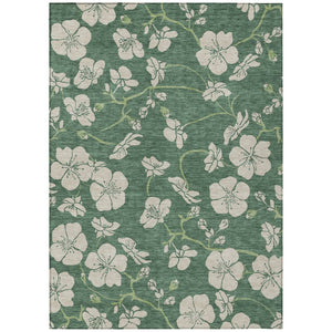 HomeRoots 9' X 12' Sage and Ivory Floral Area Rug - Stylish, Washable Design for Indoor & Outdoor Elegance 600052