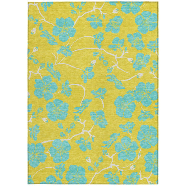 Homeroots 3' Black And Gold Floral Washable Area Rug For Indoor And Outdoor Use – Durable And Stylish Design 3' X 5' Polyester 600054