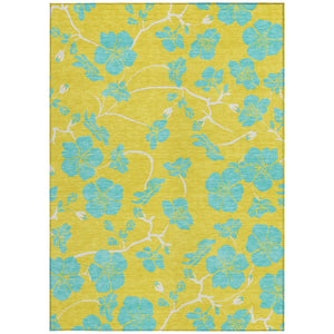 Homeroots 3' Black And Gold Floral Washable Area Rug For Indoor And Outdoor Use – Durable And Stylish Design 5' X 8' Polyester 600055