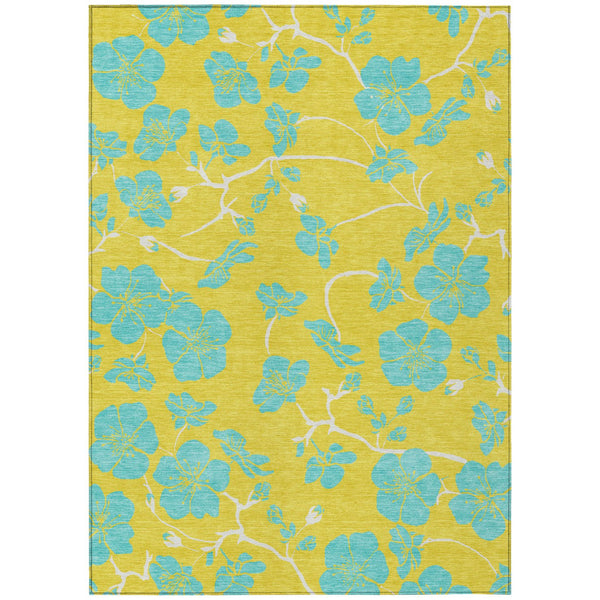 Homeroots 3' Black And Gold Floral Washable Area Rug For Indoor And Outdoor Use – Durable And Stylish Design 8' X 10' Polyester 600057