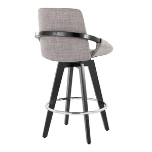 English Elm Fixed-height Swivel Counter Stools with Faux Leather Seats and Chrome Footrest Set of 2 B202S02149