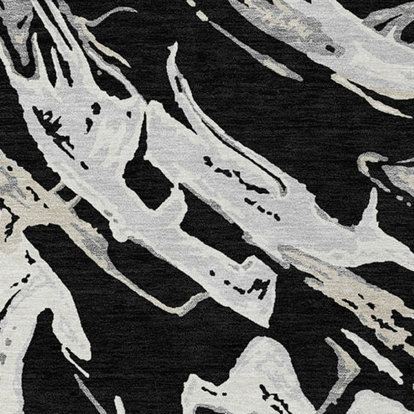 Homeroots 3' Artichoke Green And Ivory Abstract Washable Rug For Indoor And Outdoor Use - Stylish And Durable 3' X 5' Polyester 600066