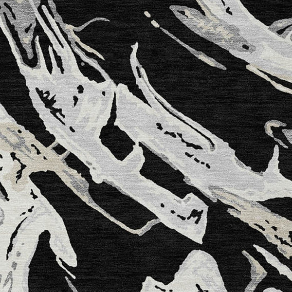 Homeroots 3' Artichoke Green And Ivory Abstract Washable Rug For Indoor And Outdoor Use - Stylish And Durable 5' X 8' Polyester 600067