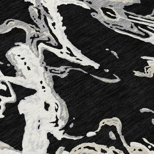 Homeroots 3' Artichoke Green And Ivory Abstract Washable Rug For Indoor And Outdoor Use - Stylish And Durable 8' Round Polyester 600068