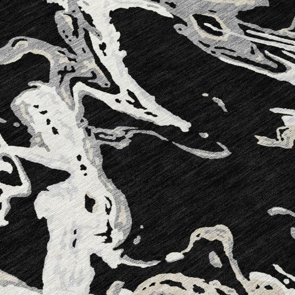 Homeroots 3' Artichoke Green And Ivory Abstract Washable Rug For Indoor And Outdoor Use - Stylish And Durable 8' Round Polyester 600068