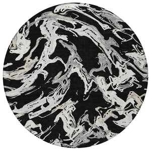 Homeroots 3' Artichoke Green And Ivory Abstract Washable Rug For Indoor And Outdoor Use - Stylish And Durable 8' Round Polyester 600068