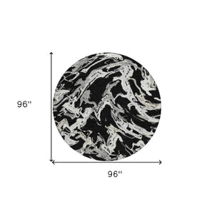 Homeroots 3' Artichoke Green And Ivory Abstract Washable Rug For Indoor And Outdoor Use - Stylish And Durable 8' Round Polyester 600068