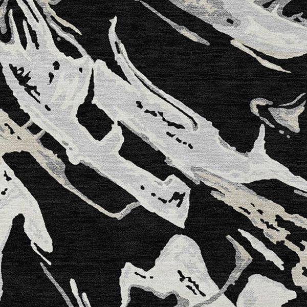 Homeroots 3' Artichoke Green And Ivory Abstract Washable Rug For Indoor And Outdoor Use - Stylish And Durable 8' X 10' Polyester 600069