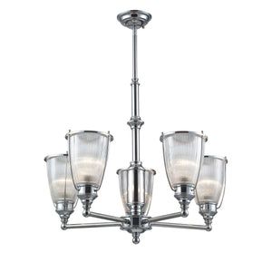 Halophane 26'' Wide 5-Light Chandelier - Polished Chrome 60007-5 Elk Lighting