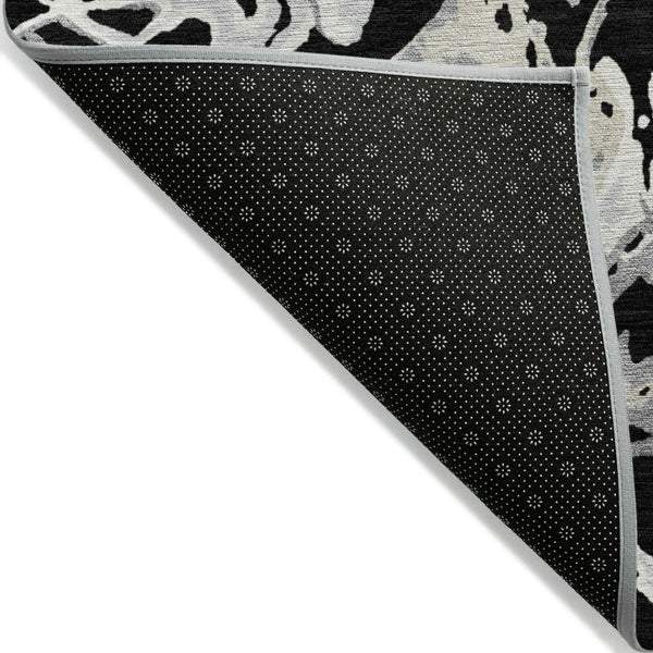 Homeroots 3' Artichoke Green And Ivory Abstract Washable Rug For Indoor And Outdoor Use - Stylish And Durable 9' X 12' Polyester 600070