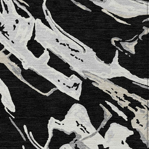 Homeroots 3' Artichoke Green And Ivory Abstract Washable Rug For Indoor And Outdoor Use - Stylish And Durable 9' X 12' Polyester 600070