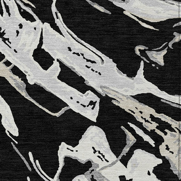 Homeroots 3' Artichoke Green And Ivory Abstract Washable Rug For Indoor And Outdoor Use - Stylish And Durable 9' X 12' Polyester 600070