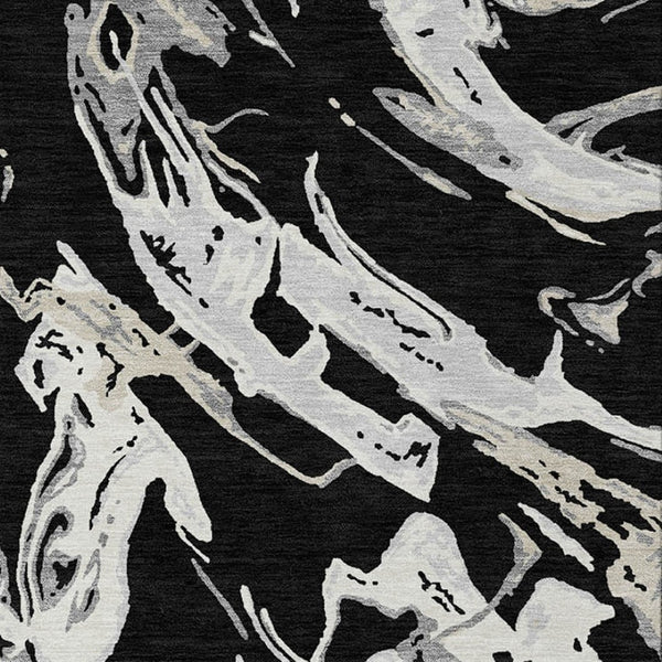 Homeroots 3' Artichoke Green And Ivory Abstract Washable Rug For Indoor And Outdoor Use - Stylish And Durable 10' X 14' Polyester 600071