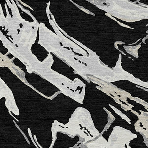 Homeroots 3' Artichoke Green And Ivory Abstract Washable Rug For Indoor And Outdoor Use - Stylish And Durable 10' X 14' Polyester 600071