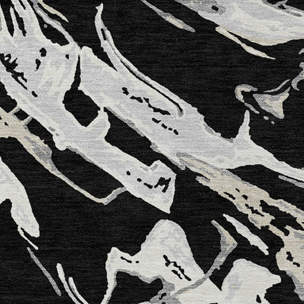 Homeroots 3' Artichoke Green And Ivory Abstract Washable Rug For Indoor And Outdoor Use - Stylish And Durable 10' X 14' Polyester 600071