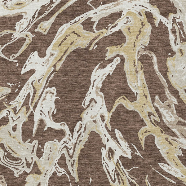 Homeroots 3' Artichoke Green And Ivory Abstract Washable Rug For Indoor And Outdoor Use - Stylish And Durable 3' X 5' Polyester 600072