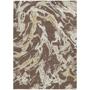 Homeroots 3' Artichoke Green And Ivory Abstract Washable Rug For Indoor And Outdoor Use - Stylish And Durable 10' X 14' Polyester 600077