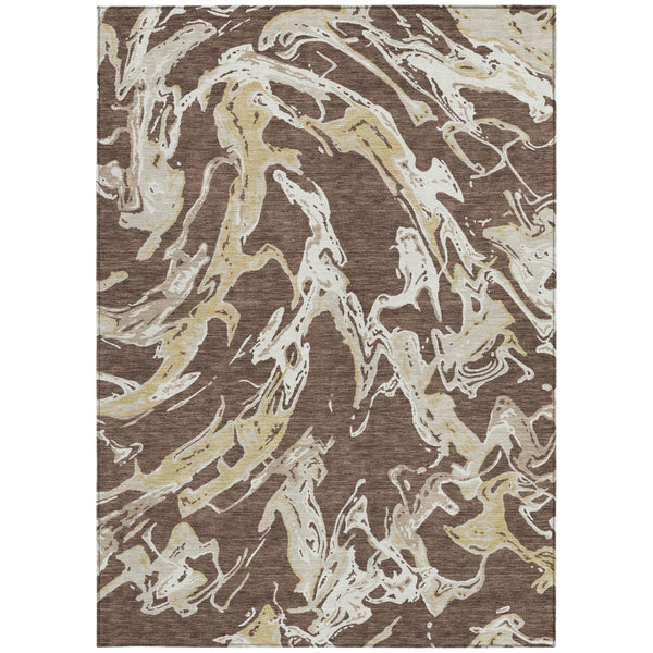 Homeroots 3' Artichoke Green And Ivory Abstract Washable Rug For Indoor And Outdoor Use - Stylish And Durable 10' X 14' Polyester 600077