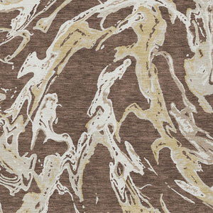 Homeroots 3' Artichoke Green And Ivory Abstract Washable Rug For Indoor And Outdoor Use - Stylish And Durable 10' X 14' Polyester 600077