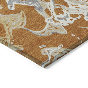 Homeroots 3' Artichoke Green And Ivory Abstract Washable Rug For Indoor And Outdoor Use - Stylish And Durable 5' X 8' Polyester 600079