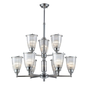 Halophane 33'' Wide 9-Light Chandelier - Polished Chrome 60008-6+3 Elk Lighting