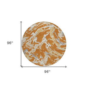 Homeroots 3' Artichoke Green And Ivory Abstract Washable Rug For Indoor And Outdoor Use - Stylish And Durable 8' Round Polyester 600080