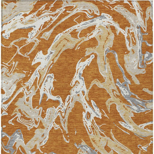 Homeroots 3' Artichoke Green And Ivory Abstract Washable Rug For Indoor And Outdoor Use - Stylish And Durable 8' X 10' Polyester 600081