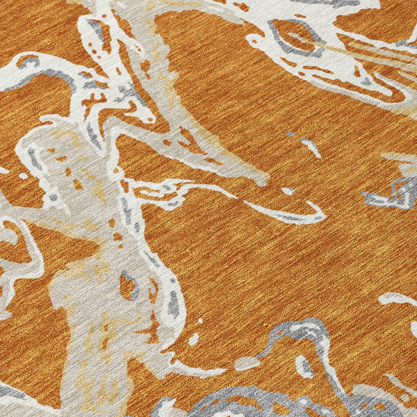 Homeroots 3' Artichoke Green And Ivory Abstract Washable Rug For Indoor And Outdoor Use - Stylish And Durable 8' X 10' Polyester 600081