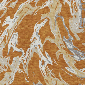 Homeroots 3' Artichoke Green And Ivory Abstract Washable Rug For Indoor And Outdoor Use - Stylish And Durable 9' X 12' Polyester 600082