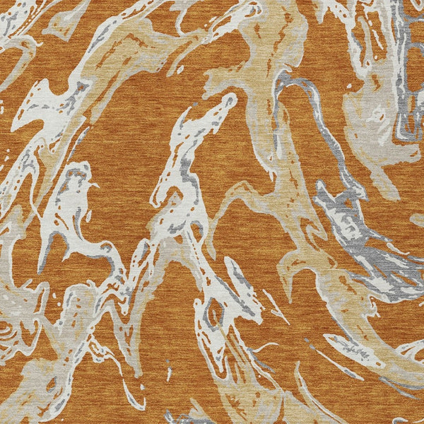 Homeroots 3' Artichoke Green And Ivory Abstract Washable Rug For Indoor And Outdoor Use - Stylish And Durable 9' X 12' Polyester 600082