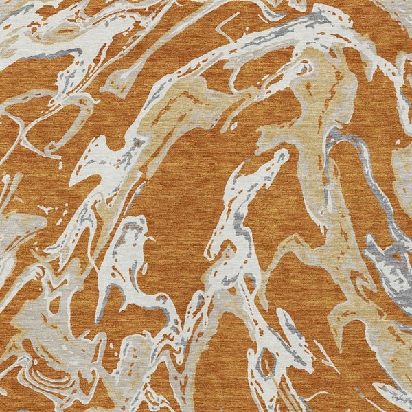 Homeroots 3' Artichoke Green And Ivory Abstract Washable Rug For Indoor And Outdoor Use - Stylish And Durable 10' X 14' Polyester 600083