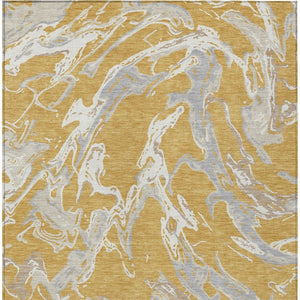 Homeroots 3' Artichoke Green And Ivory Abstract Washable Rug For Indoor And Outdoor Use - Stylish And Durable 3' X 5' Polyester 600084