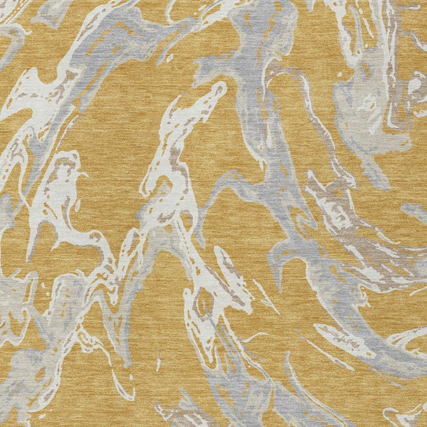 Homeroots 3' Artichoke Green And Ivory Abstract Washable Rug For Indoor And Outdoor Use - Stylish And Durable 3' X 5' Polyester 600084