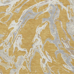 Homeroots 3' Artichoke Green And Ivory Abstract Washable Rug For Indoor And Outdoor Use - Stylish And Durable 9' X 12' Polyester 600088