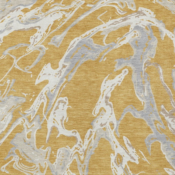 Homeroots 3' Artichoke Green And Ivory Abstract Washable Rug For Indoor And Outdoor Use - Stylish And Durable 10' X 14' Polyester 600089