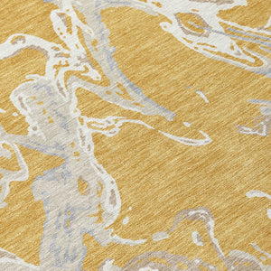 Homeroots 3' Artichoke Green And Ivory Abstract Washable Rug For Indoor And Outdoor Use - Stylish And Durable 10' X 14' Polyester 600089